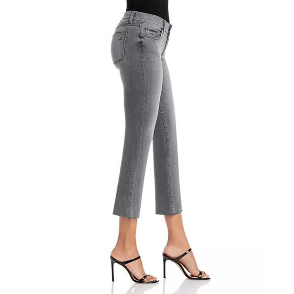 DL1961 Mara Straight Jeans Size 28 Overcast Raw Gray Mid Rise Instasculpt Crop - Picture 7 of 16